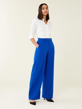 The Fold Adelaide Cobalt Blue High Rise Wide Leg Trousers US 6- Long Inseam!